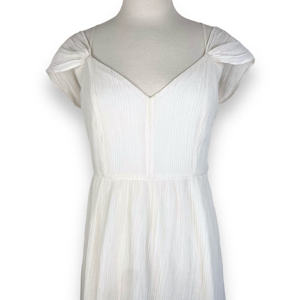 Express Ivory Pleated Chiffon Midi Dress Strappy Peasant Cottagecore Coquette - Picture 10 of 10